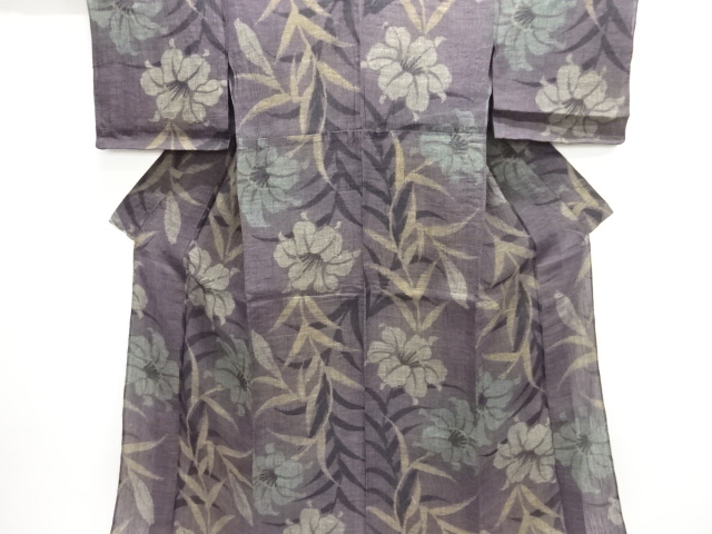 JAPANESE KIMONO / ANTIQUE KIMONO / OJIYA CHIJIMI / WOVEN LILY
